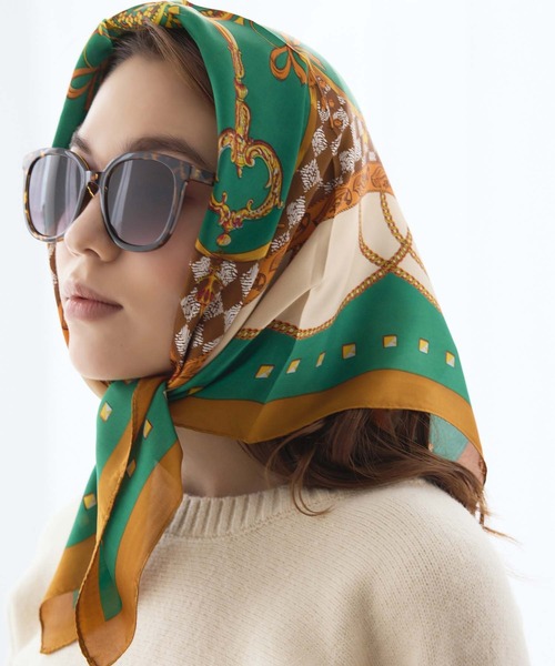 Edit Sheen(エディットシーン)の「ロイヤルキープリントスカーフ(ストール/ショール・レディース・ブラウン/ゴールド/ブルー・FREE)」の3枚目の写真