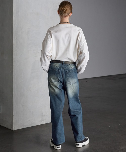 SERACE】Vintage design curved denim pants / ヴィンテージ