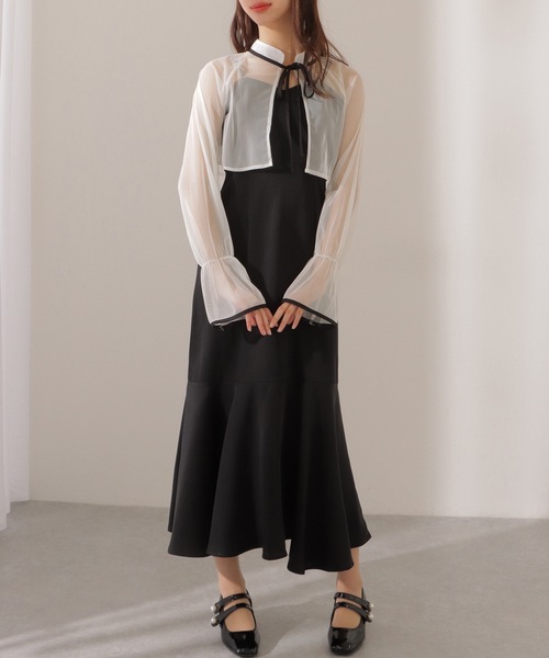 Lace Ladies(レースレディース)の「シアー ボレロ付き キャミソール フリル ロング ワンピース(ワンピース・レディース・モカ/ブラック・FREE/S)」の17枚目の写真