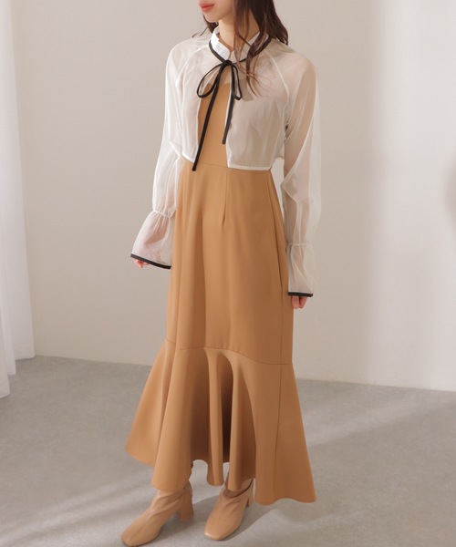 Lace Ladies(レースレディース)の「シアー ボレロ付き キャミソール フリル ロング ワンピース(ワンピース・レディース・モカ/ブラック・FREE/S)」の19枚目の写真