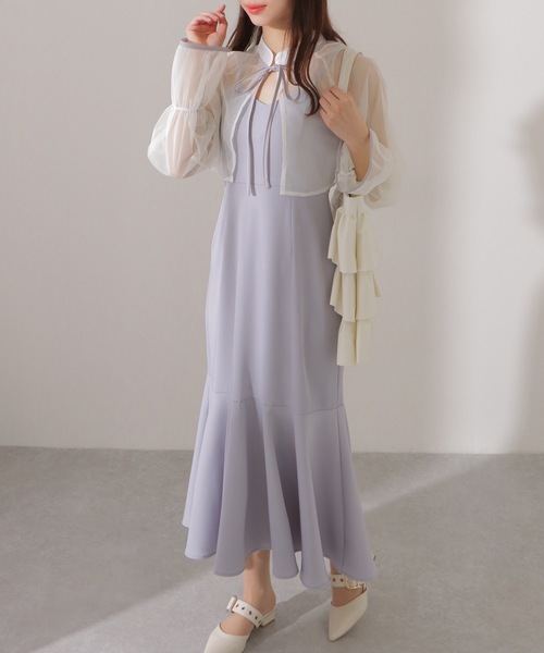 Lace Ladies(レースレディース)の「シアー ボレロ付き キャミソール フリル ロング ワンピース(ワンピース・レディース・モカ/ブラック・FREE/S)」の16枚目の写真