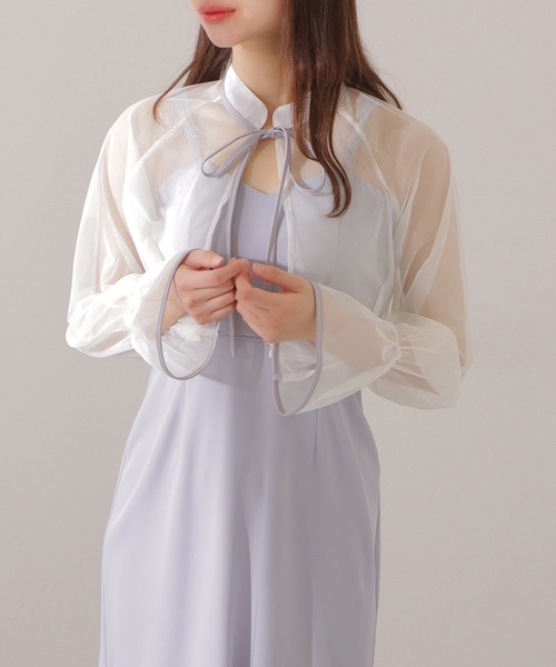 Lace Ladies(レースレディース)の「シアー ボレロ付き キャミソール フリル ロング ワンピース(ワンピース・レディース・モカ/ブラック・FREE/S)」の7枚目の写真