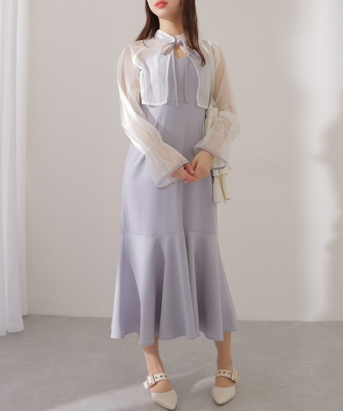 Lace Ladies(レースレディース)の「シアー ボレロ付き キャミソール フリル ロング ワンピース(ワンピース・レディース・モカ/ブラック・FREE/S)」の9枚目の写真