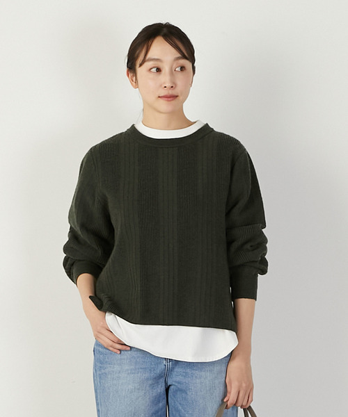 MELROSE claire(メルローズ クレール)の「【バックシャンクルーネックニット】(ニット/セーター・レディース・グレイッシュブルー/オートミール/ダークグレー・FREE)」の12枚目の写真