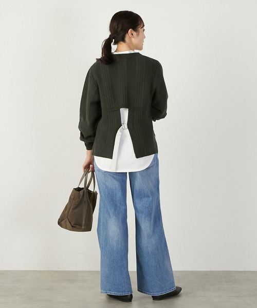 MELROSE claire(メルローズ クレール)の「【バックシャンクルーネックニット】(ニット/セーター・レディース・グレイッシュブルー/オートミール/ダークグレー・FREE)」の18枚目の写真