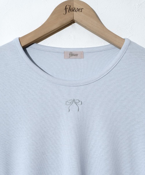 flower（フラワー）の「リボンエンブロイダリーロングスリーブ2（Tシャツ/カットソー・レディース・ブルー/アイボリー・FREE）」の14枚目の写真