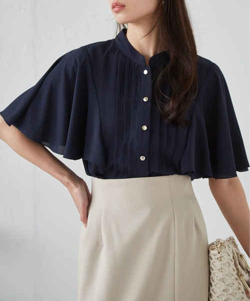 RANAN（ラナン）の「【接触冷感】ピンタックフレア袖ブラウス（シャツ/ブラウス・レディース・ピンク系その他/ブラック/ホワイト系その他/ホワイト/ネイビー/モカ/ベージュ/ブルーグレー・LL/L/M）」の15枚目の写真