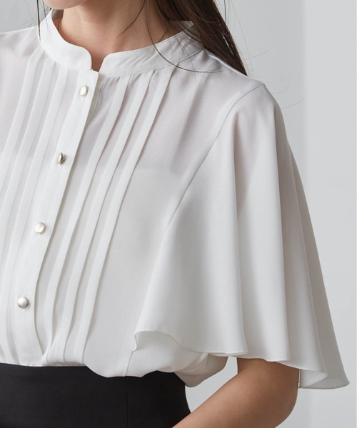 RANAN（ラナン）の「【接触冷感】ピンタックフレア袖ブラウス（シャツ/ブラウス・レディース・ピンク系その他/ブラック/ホワイト系その他/ホワイト/ネイビー/モカ/ベージュ/ブルーグレー・LL/L/M）」の11枚目の写真