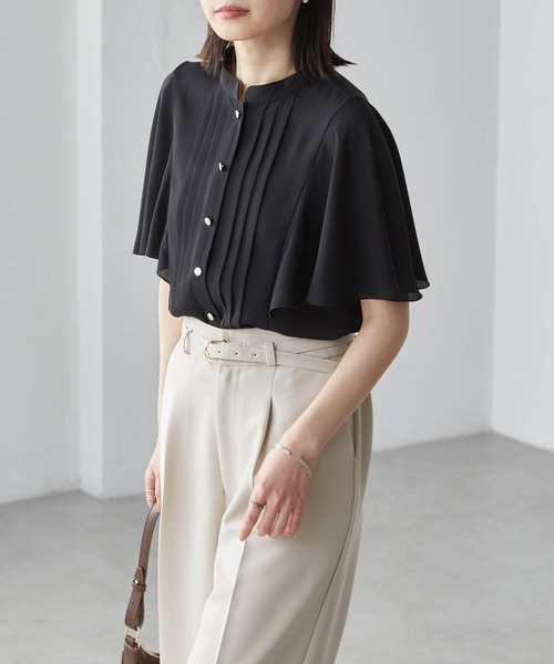 RANAN（ラナン）の「【接触冷感】ピンタックフレア袖ブラウス（シャツ/ブラウス・レディース・ピンク系その他/ブラック/ホワイト系その他/ホワイト/ネイビー/モカ/ベージュ/ブルーグレー・LL/L/M）」の12枚目の写真