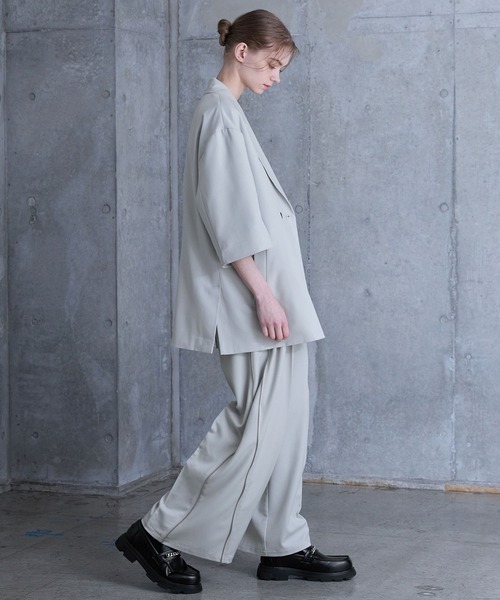 SERACE】Side zip design loose wide slacks pants / サイド