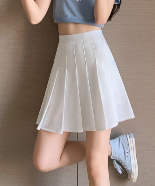 SHEPP(シープ)の「【インパン付き】スクール プリーツミニスカート(スカート・レディース・ホワイト/ブラック/ベージュ/グレー・S/M)」の7枚目の写真