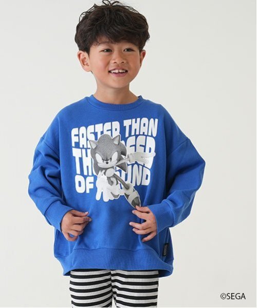 and D. petit main(アンドディープティマイン)の「【親子リンク】Kidsソニックスウェットプルオーバー(スウェット・キッズ・ブルー/ホワイト系その他/ブラック・130cm/120cm/100cm/110cm/150cm/140cm)」の1枚目の写真