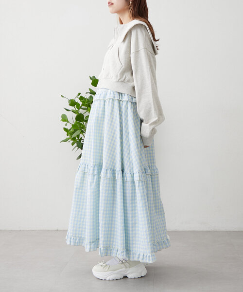w closet(ダブルクローゼット)の「セーラー衿Wジップスウェット(パーカー・レディース・アイボリー/ライム/チャコールグレー/ピンク・FREE)」の12枚目の写真