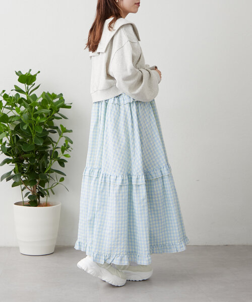 w closet(ダブルクローゼット)の「セーラー衿Wジップスウェット(パーカー・レディース・アイボリー/ライム/チャコールグレー/ピンク・FREE)」の13枚目の写真