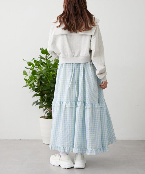 w closet(ダブルクローゼット)の「セーラー衿Wジップスウェット(パーカー・レディース・アイボリー/ライム/チャコールグレー/ピンク・FREE)」の14枚目の写真