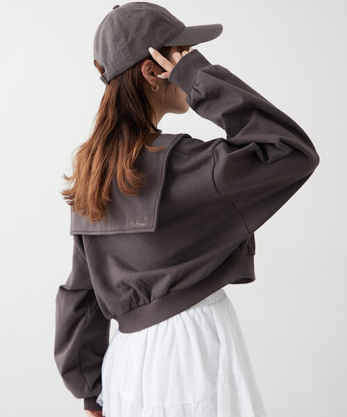 w closet(ダブルクローゼット)の「セーラー衿Wジップスウェット(パーカー・レディース・アイボリー/ライム/チャコールグレー/ピンク・FREE)」の18枚目の写真