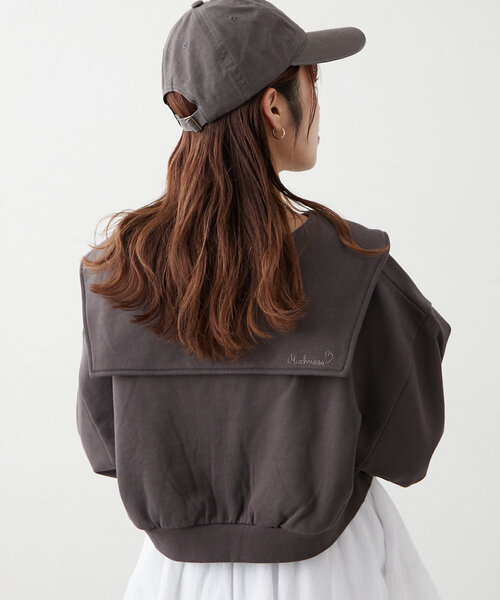 w closet(ダブルクローゼット)の「セーラー衿Wジップスウェット(パーカー・レディース・アイボリー/ライム/チャコールグレー/ピンク・FREE)」の19枚目の写真