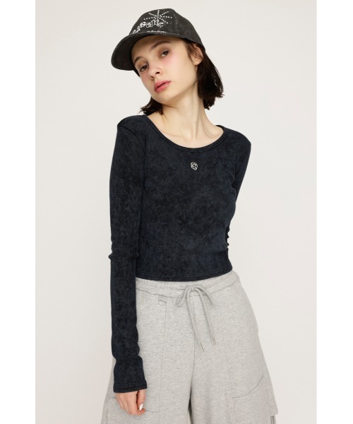 SLY（スライ）の「AGING COMPACT TOPS エージング コンパクト トップス 春服（Tシャツ/カットソー・レディース・ブラウン/ピンク/ネイビー/ブラック・FREE）」の6枚目の写真