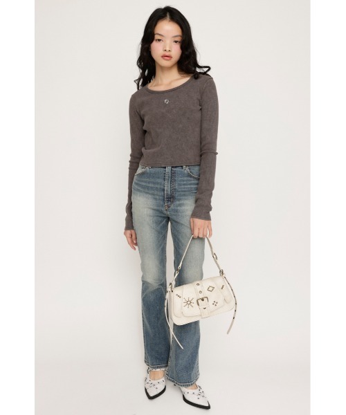 SLY（スライ）の「AGING COMPACT TOPS エージング コンパクト トップス 春服（Tシャツ/カットソー・レディース・ブラウン/ピンク/ネイビー/ブラック・FREE）」の14枚目の写真