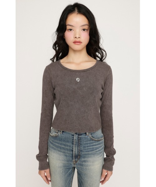 SLY（スライ）の「AGING COMPACT TOPS エージング コンパクト トップス 春服（Tシャツ/カットソー・レディース・ブラウン/ピンク/ネイビー/ブラック・FREE）」の15枚目の写真