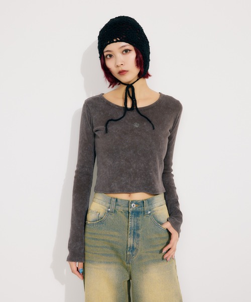 SLY（スライ）の「AGING COMPACT TOPS エージング コンパクト トップス 春服（Tシャツ/カットソー・レディース・ブラウン/ピンク/ネイビー/ブラック・FREE）」の19枚目の写真