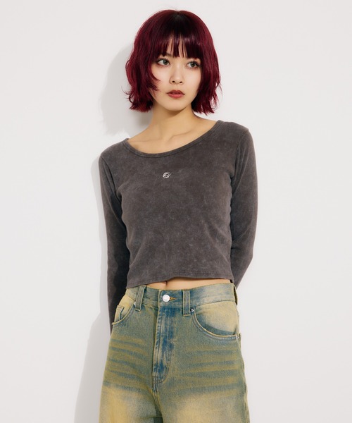 SLY（スライ）の「AGING COMPACT TOPS エージング コンパクト トップス 春服（Tシャツ/カットソー・レディース・ブラウン/ピンク/ネイビー/ブラック・FREE）」の20枚目の写真