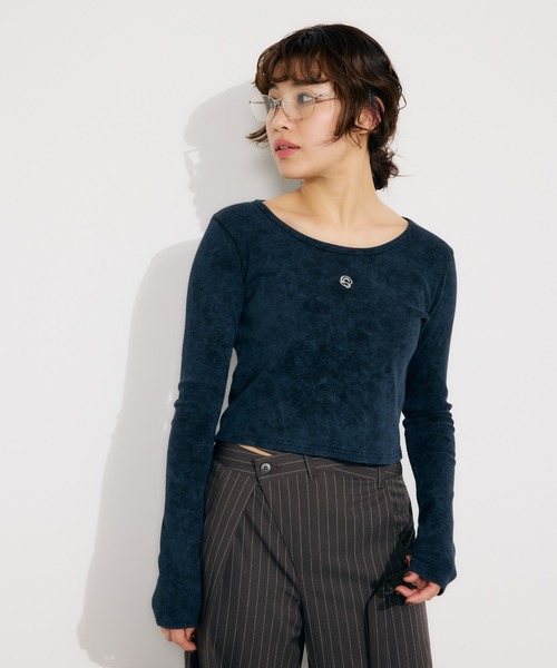 SLY（スライ）の「AGING COMPACT TOPS エージング コンパクト トップス 春服（Tシャツ/カットソー・レディース・ブラウン/ピンク/ネイビー/ブラック・FREE）」の11枚目の写真