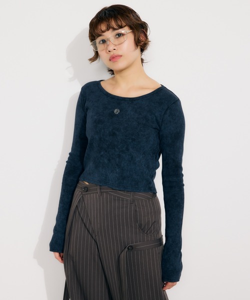 SLY（スライ）の「AGING COMPACT TOPS エージング コンパクト トップス 春服（Tシャツ/カットソー・レディース・ブラウン/ピンク/ネイビー/ブラック・FREE）」の12枚目の写真