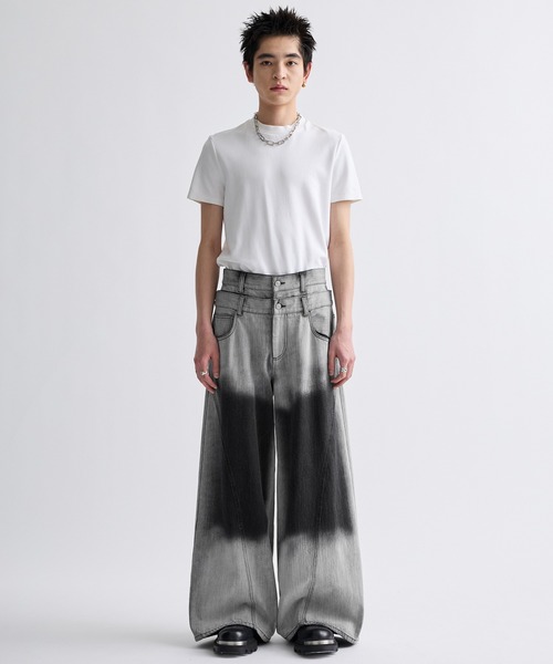 student apathy ダブルウエスト バギーデニム セール】13oz denim double waist baggy pants/13ozデニムダブル