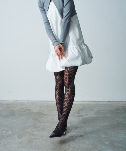 Piedi Nudi（ピエディヌーディ）の「piedi nudi｜dot lace tights（タイツ/ストッキング・レディース・ホワイト/ブラック・00）」の3枚目の写真