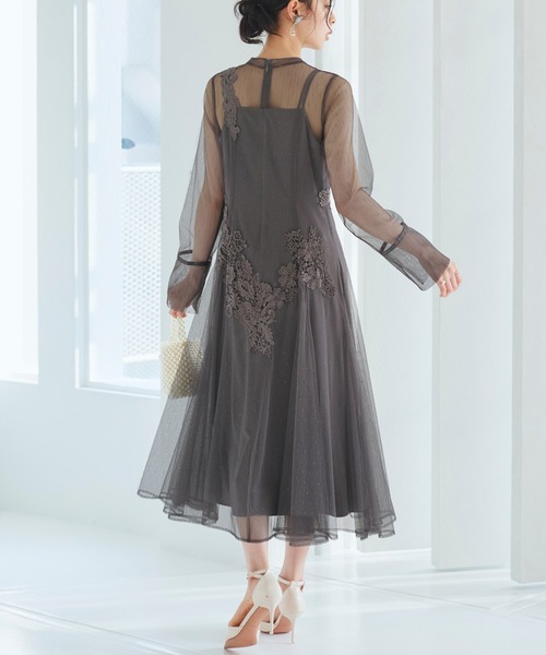 オケージョンドレス 結婚式 ｜ モチーフ レース 付き ラメ