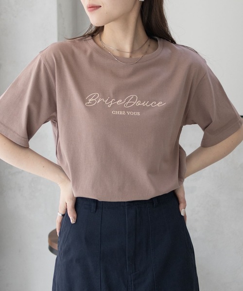 Mac-House(マックハウス)の「T-GRAPHICS ロゴ刺繍Tシャツ(Tシャツ/カットソー・レディース・ピンク/チャコールグレー/モカ・L/M)」の10枚目の写真