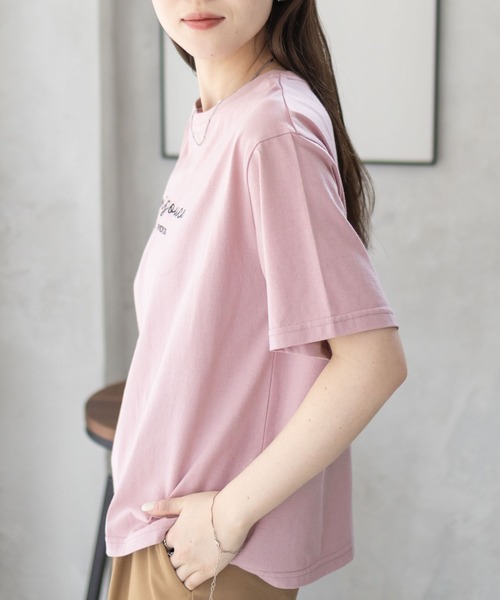 Mac-House(マックハウス)の「T-GRAPHICS ロゴ刺繍Tシャツ(Tシャツ/カットソー・レディース・ピンク/チャコールグレー/モカ・L/M)」の17枚目の写真