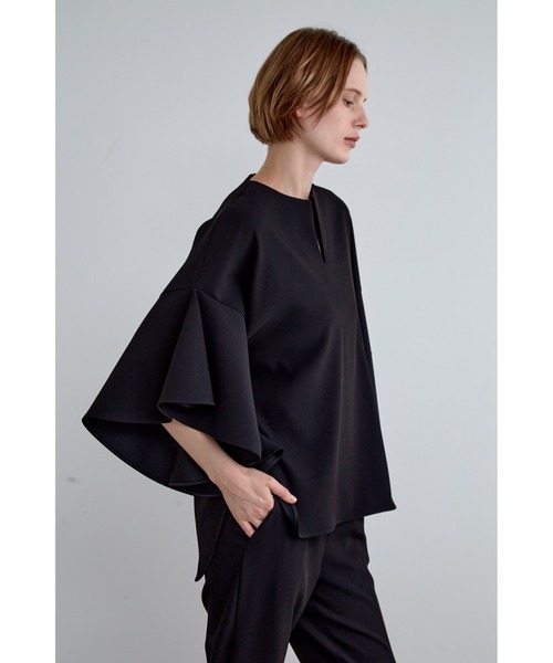 LE PHIL(ルフィル)の「◆2WAYツイルフレアブラウス(シャツ/ブラウス・レディース・ブラック/ホワイト/ネイビー・F)」の5枚目の写真