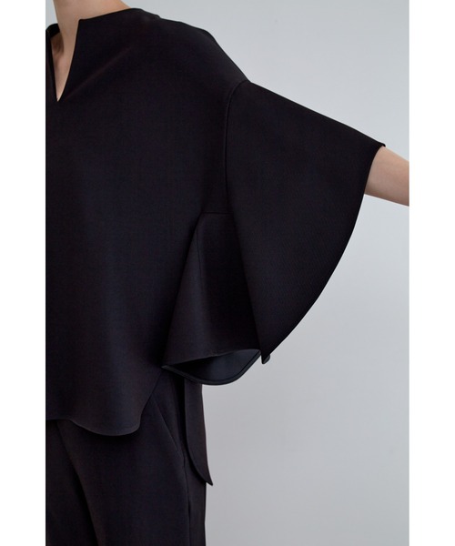 ルフィル【LE PHIL】2ＷＡＹツイルフレアブラウス ネイビー 着用2回 美品 LE PHIL ブラウス シャツ 2WAYツイルフレアブラウス