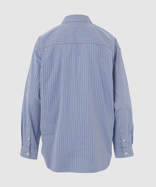 綿ストライプ×エステルツイル 切換シャツ（シャツ/ブラウス）｜COMME