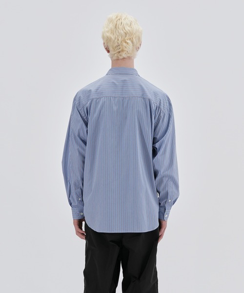 綿ストライプ×エステルツイル 切換シャツ（シャツ/ブラウス）｜COMME