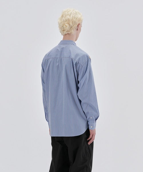 COMME des GARCONS HOMME コットンストライプ 切替えシャツ Cotton stripe x cotton stripe shirt-コットンストライプシャツ-COMME