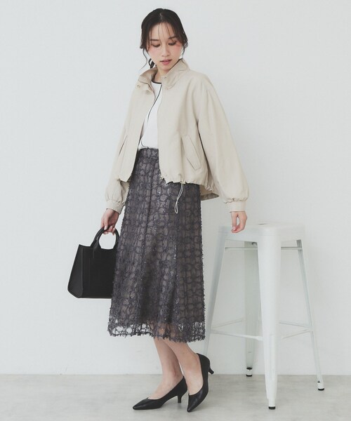 index（インデックス）の「撥水スタンドカラーショートブルゾン【洗濯機洗い可】（ブルゾン・レディース・ナチュラル/ネイビー・36/38/40/42）」の5枚目の写真