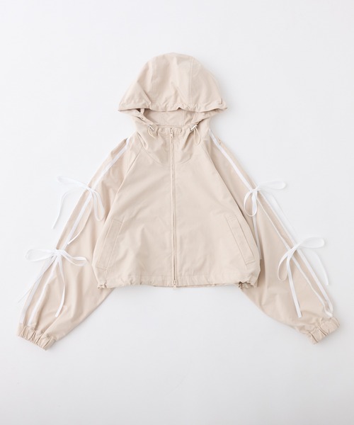 one after another NICE CLAUP（ワンアフターアナザーナイスクラップ）の「サイドラインリボンブルゾン（ブルゾン・レディース・ベージュ/ブラック/アイボリー・FREE）」の18枚目の写真