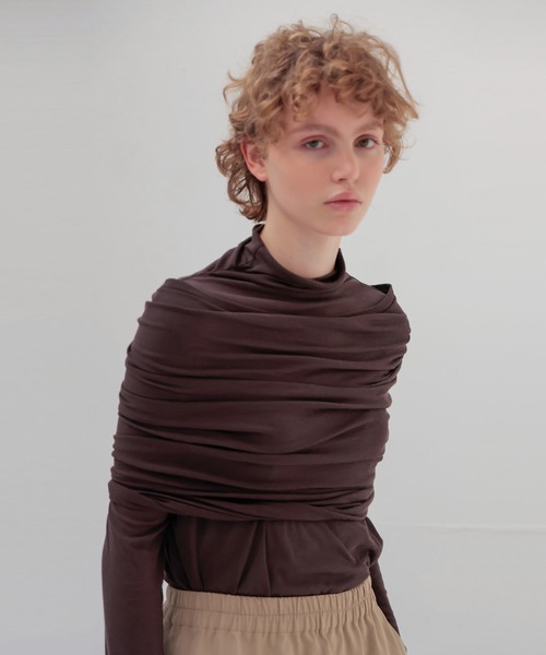 DRESSLAVE(ドレスレイブ)の「Sheer high twist pullover(シアー強撚プルオーバー)(Tシャツ/カットソー・レディース・ブルー/オフホワイト/ブラウン・38)」の2枚目の写真