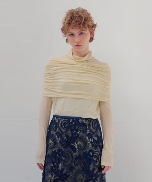 DRESSLAVE(ドレスレイブ)の「Sheer high twist pullover(シアー強撚プルオーバー)(Tシャツ/カットソー・レディース・ブルー/オフホワイト/ブラウン・38)」の12枚目の写真