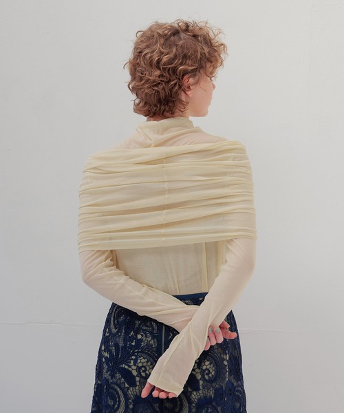 DRESSLAVE(ドレスレイブ)の「Sheer high twist pullover(シアー強撚プルオーバー)(Tシャツ/カットソー・レディース・ブルー/オフホワイト/ブラウン・38)」の13枚目の写真