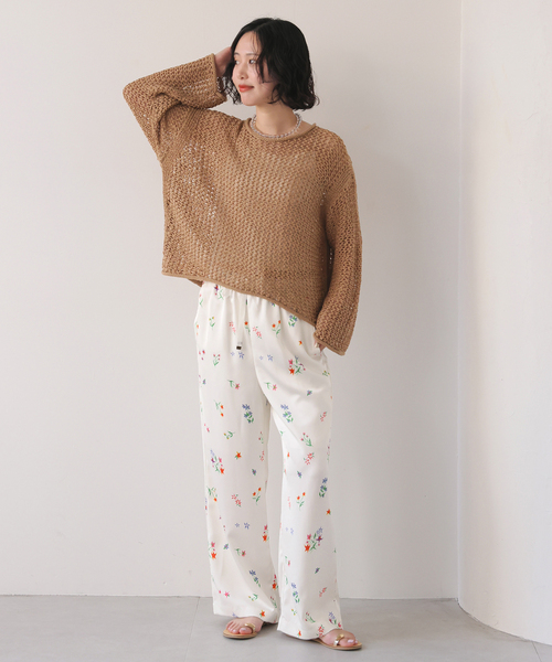 margaux（マルゴー）の「margaux/マルゴー flower イージーパンツ（その他パンツ・レディース・ネイビー/アイボリー・36/38）」の6枚目の写真