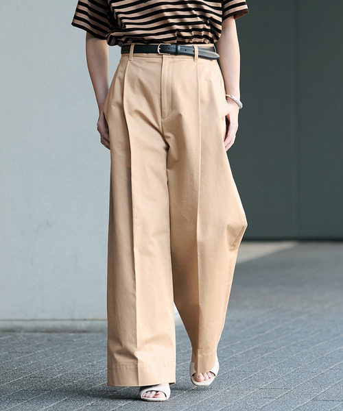IENAベージュワイドパンツ IENA（イエナ）の「フレンチサージワイドパンツ（その他パンツ