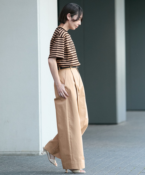 IENA カットオフワイドチノパンツ ElegChic チノパン カットオフストレッチワイドパンツ