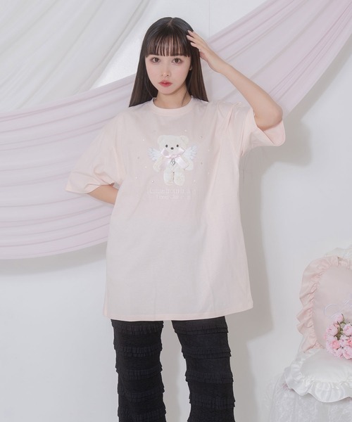 Honey Cinnamon（ハニーシナモン）の「AngelシナモンビジューTシャツ（Tシャツ/カットソー・レディース・ピンク/ブラック/サックスブルー・FREE）」の3枚目の写真