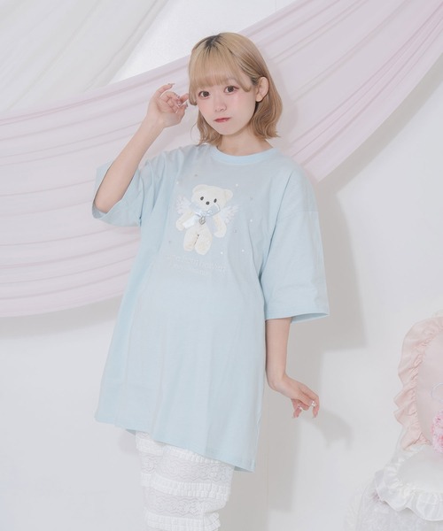 Honey Cinnamon（ハニーシナモン）の「AngelシナモンビジューTシャツ（Tシャツ/カットソー・レディース・ピンク/ブラック/サックスブルー・FREE）」の6枚目の写真