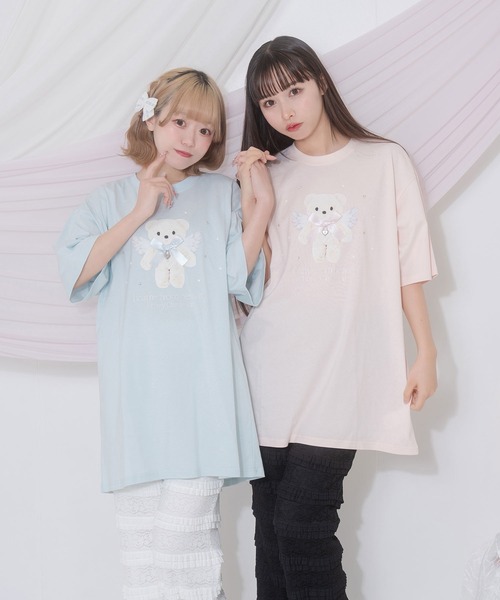 Honey Cinnamon（ハニーシナモン）の「AngelシナモンビジューTシャツ（Tシャツ/カットソー・レディース・ピンク/ブラック/サックスブルー・FREE）」の4枚目の写真