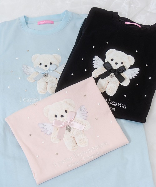Honey Cinnamon（ハニーシナモン）の「AngelシナモンビジューTシャツ（Tシャツ/カットソー・レディース・ピンク/ブラック/サックスブルー・FREE）」の11枚目の写真
